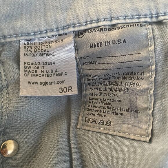 AG Adriano Goldschmied The Stilt Cigarette Pants 30R Cool Light Blue Straight - Picture 10 of 10